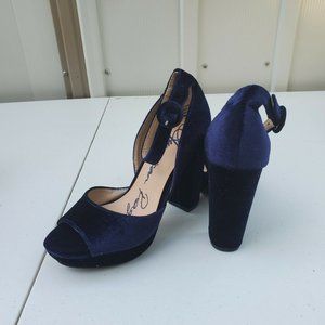 American Rag Womens Areeta Open Toe Ankle Strap Classic Navy Velvet Size 5.5M